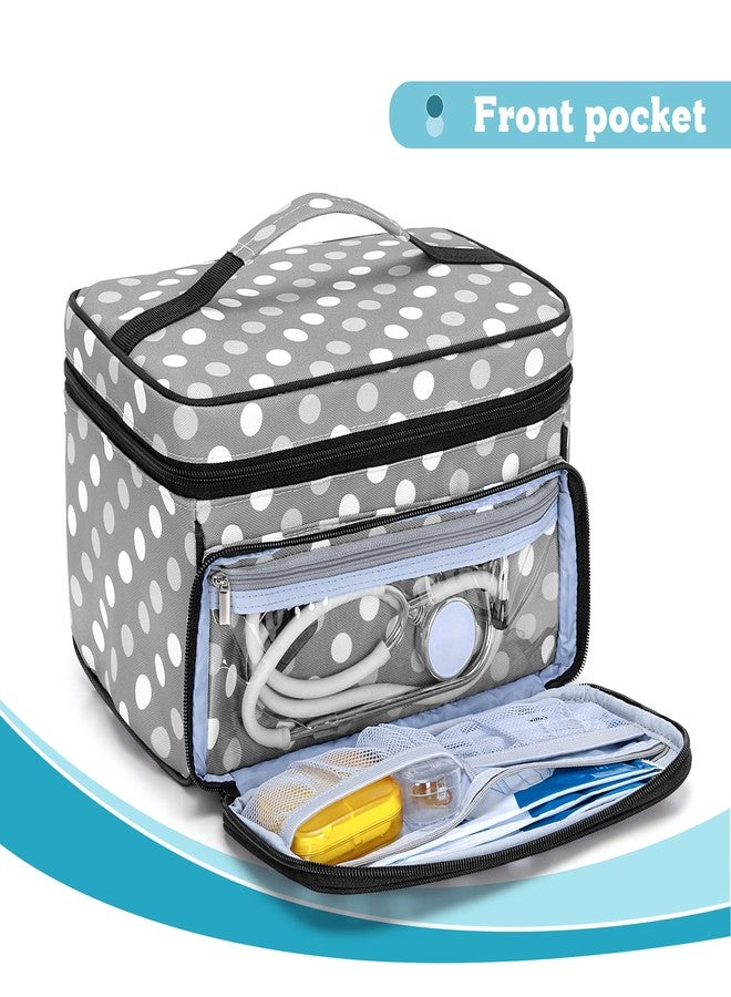 LUXJA Medicine Bag with 2 Detachable Clear Pouches, Pill Bottle Organizer with Detachable Dividers (Suitable for Home or Travel Use), Gray Dots - Image 4